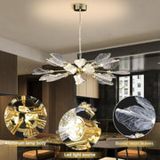 Modern Chandeliers for Dining Room L47'' Leaf Chandelier Light Fixture