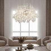 Crystal Chandelier for Dining Room, 31.5" Modern Silver Tree Branch Chandelier