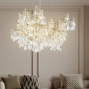 Crystal Chandelier for Dining Room, 31.5" Modern Gold Tree Branch Chandelier