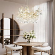 Crystal Chandelier for Dining Room, 31.5" Modern Gold Tree Branch Chandelier