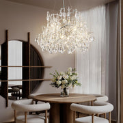 Crystal Chandelier for Dining Room, 31.5" Modern Silver Tree Branch Chandelier