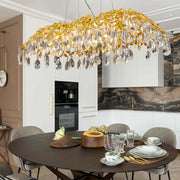 Gold Crystal Chandelier, 43.3'' Modern Chandeliers Tree Branch-Leaf Chandelier