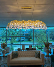 Gold Crystal Chandelier, 51'' Modern Chandeliers Tree Branch-Leaf Chandelier