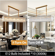 Gold Chandeliers for Dining Room,55¡®¡¯Kitchen Island Lighting, Rectangular Water Ripple Glass Chandeliers