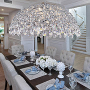 Modern Crystal Chandelier,Silver Ceiling Pendant Flower Hanging Lighting 39.4"