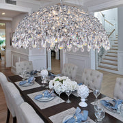 Modern Crystal Chandelier,Silver Ceiling Pendant Flower Hanging Lighting 39.4"