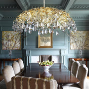 Modern Crystal Chandelier,Gold Ceiling Pendant Flower Hanging Lighting 31.5"