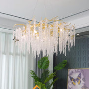 Branch Luxury Long Snowflake Crystal  Chandelier Gold