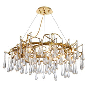 JC Arcadia Branch Round  Long Tear Crystal  Chandelier