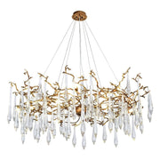 JC Arcadia Branch Postmodern Long Teardrop Brass Chandelier Gold