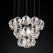 JC Seaver Crystal Round Cluster Chandelier 19"