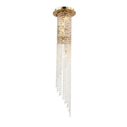 JC Lucid Flushmount Brass Crystal Chandelier For Staircase