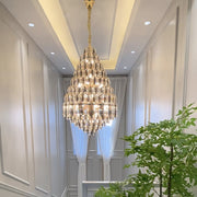 JC Luxury Multi-tiered Honeycomb Crystal Chandelier for High-ceiling