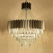 JC Aniston Luxury Black Crystal Chandelier for Foyer and Hallway