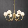 JC Alabaster  Brass Art Chandelier