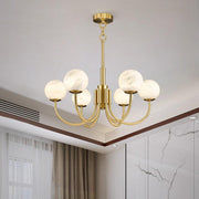 JC Alabaster  Brass Art Chandelier