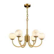 JC Alabaster  Brass Art Chandelier