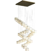 JC Alabaster Cube Foyer Staircase Long Chandelier