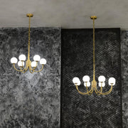 JC Alabaster Modern Brass Chandelier