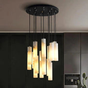 JC Alabaster Modern Cylindrical Round Chandelier