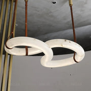 JC Alabaster Unique Curved Long Linear Chandelier