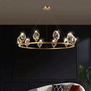 Angelia Faceted Crystal Prisms Crown Chandelier - jchandelier