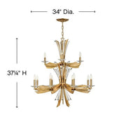 JC Bergamots 12 Lights Two tier Chandelier