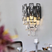 JC Nimbus Black Clear Crystal Wall Sconce