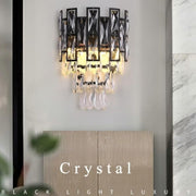 JC Black Clear Crystal Wall Sconce