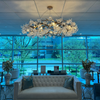 Branch Petal Crystal Brass Round Chandelier