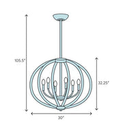 JC Butterfly 8 Lights Crystal Chandelier