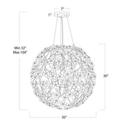 JC Cherish 8 Lights Spherical Chandelier 30"D