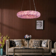 JC Purple Primary Crystal Cluster Round Chandelier