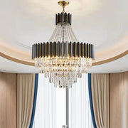 JC Aniston Luxury Black Crystal Chandelier for Foyer and Hallway