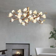 JC Flower Bloom Branch Brass Chandelier