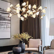 JC Flower Bloom Branch Brass Chandelier