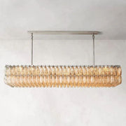 JC Italian Clear Glass Rectangular Chandelier 74"