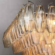 JC Italian Clear Glass Tiered Rectangular Chandelier 74"