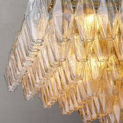 JC Italian Clear Glass Tiered Rectangular Chandelier 74"