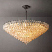 JC Italian Clear Glass Tiered Round Chandelier 62"