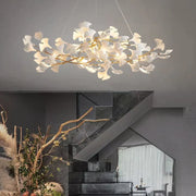 JC Ceramic Gingko Linear Branch Chandelier