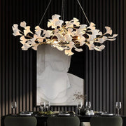 Ceramic Gingko Linear Branch Chandelier - jchandelier