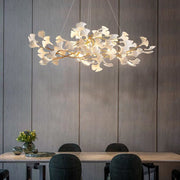 Ceramic Gingko Linear Branch Chandelier - jchandelier