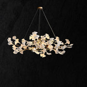 Ceramic Gingko Linear Branch Chandelier - jchandelier