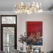 Ceramic Gingko Round Branch Chandelier - jchandelier