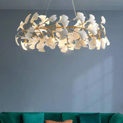 Ceramic Gingko Round Branch Chandelier - jchandelier