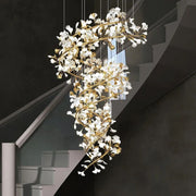 JC Ginkgo Cascading B (Spiral) Branch Chandelier