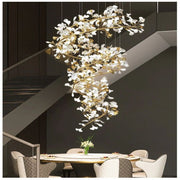 JC Ginkgo Cascading B (Spiral) Branch Chandelier