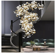 JC Ginkgo Cascading B (Spiral) Branch Chandelier