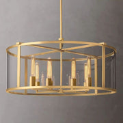 JC Beckman Glass Lantern Modern Round Chandelier 33"